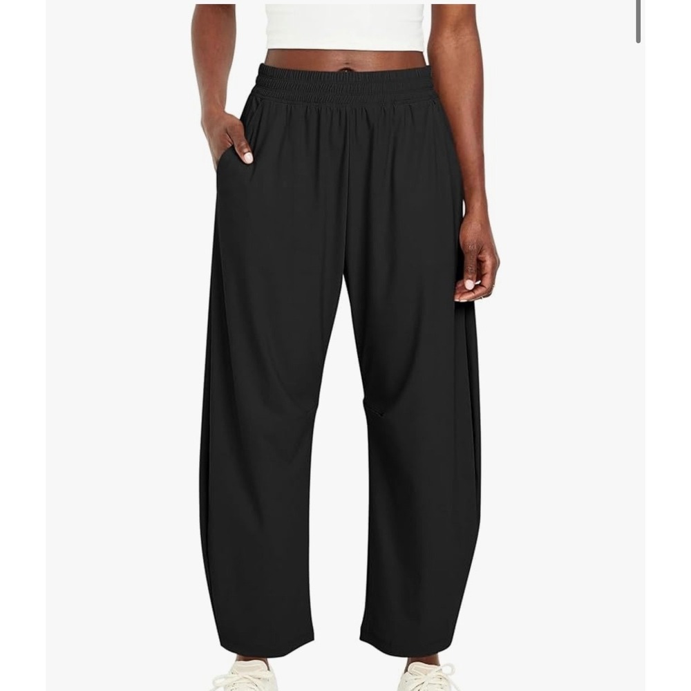 Womens Barrel Ankle Pants Quick Dry Lightweight Wide Leg High Waisted Baggy